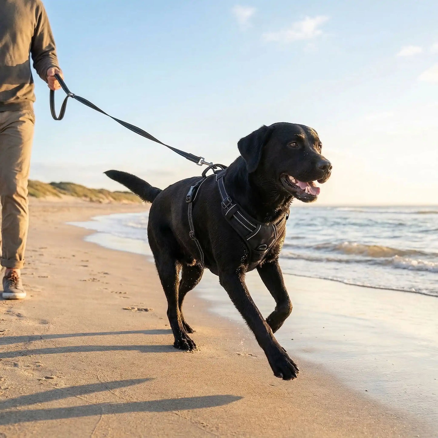 Labrador plage harnais pour chien noir