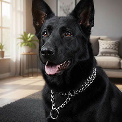 Collier chien chaine Berger noir