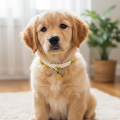 Collier chiot ananas jaune