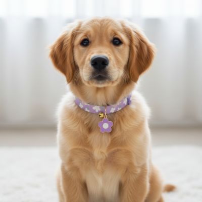 Collier chiot fleur violet
