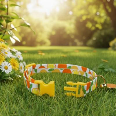 Collier chiot orange et jaune