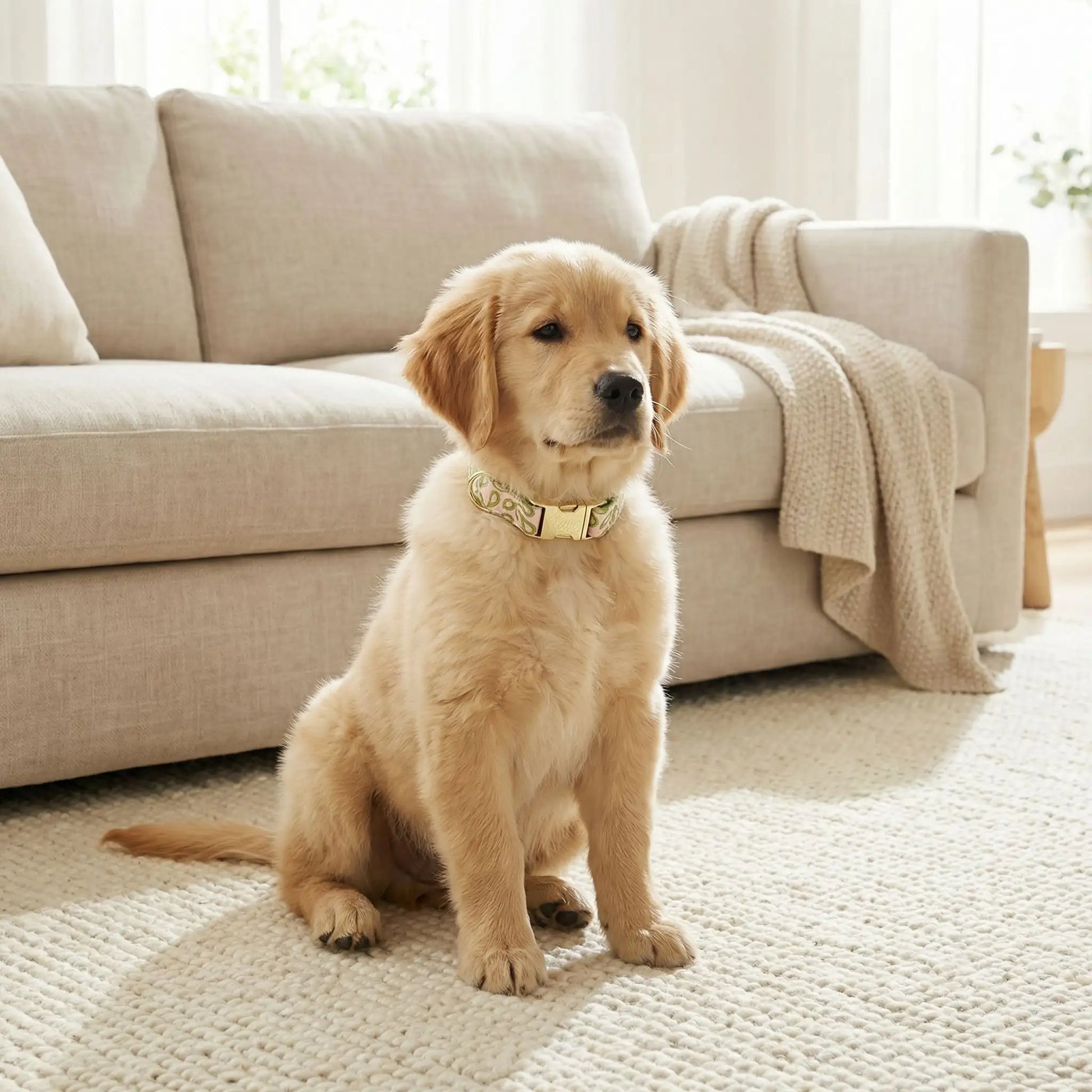 collier chiot rose pâle