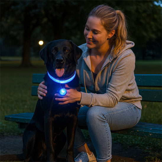 Collier lumineux pour chien bleu 1
