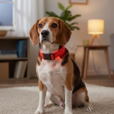 Collier lumineux pour chien rouge Beagle