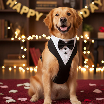 Harnais chien tuxedo bonne fête