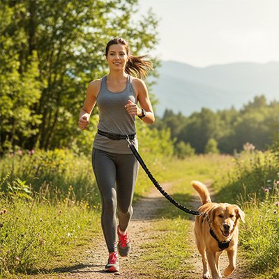 Laisse canicross femme sentier