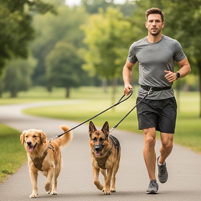 Laisse pour chien course à 2 chiens