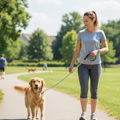 Laisse pour chien en chaîne au parc
