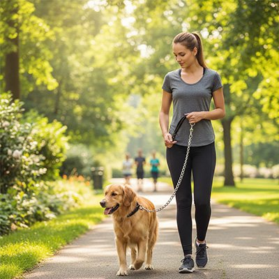 Laisse pour chien en chaîne promenade au parc