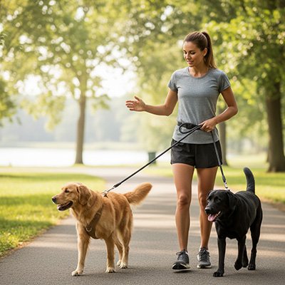 Laisse pour chien promenade à 2 chiens