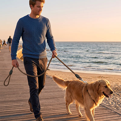 Longe pour chien corde marron plage