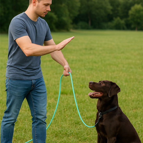 Longe pour chien pvc turquoise parc