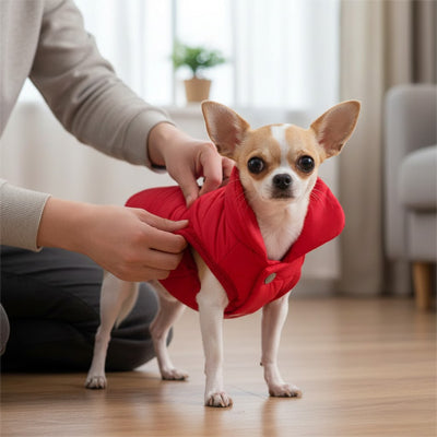 Manteau pour chien bouffant rouge