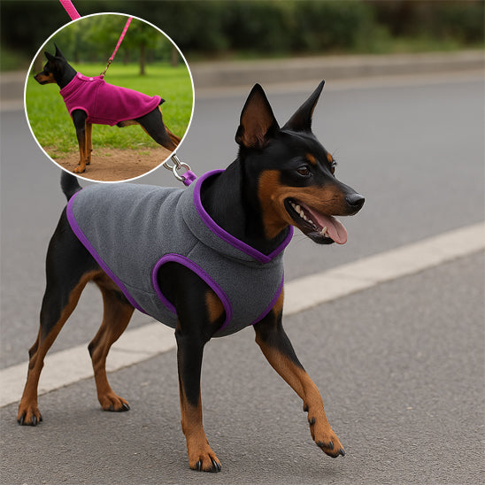 Manteau pour chien polar gris rose