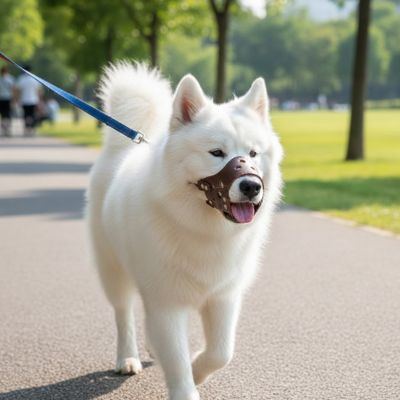 Muselière pour chien marron Samoyède