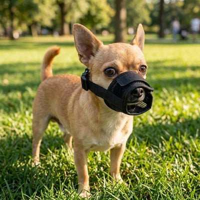 Muselière pour chien noire Chihuahua debout