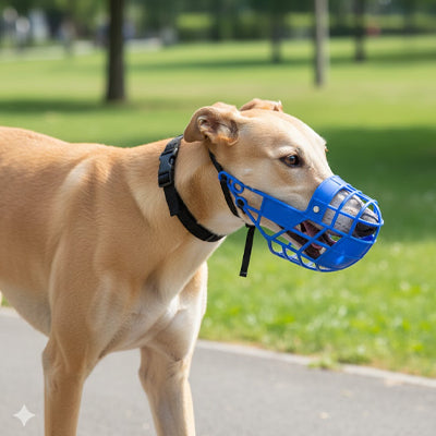 Muselière pour chien plastique bleu