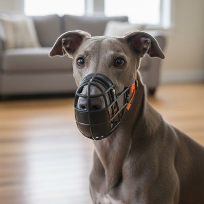 Muselière pour chien plastique noir Lèvrier gris
