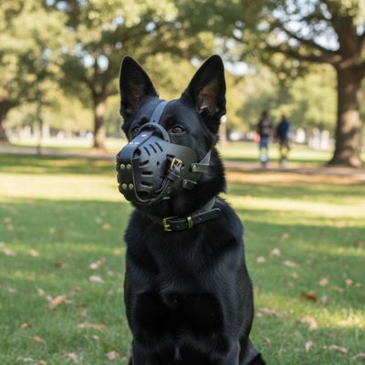 Muselière pour chien rigide Berger noir assis